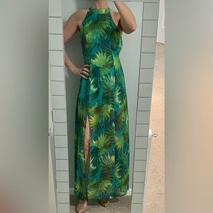 Lulus Tropical Open Back Maxi Dress